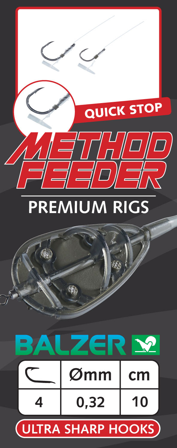 Premium Method Feeder Haken mit Quick Stop, Gr. 12/0,24mm, 10cm