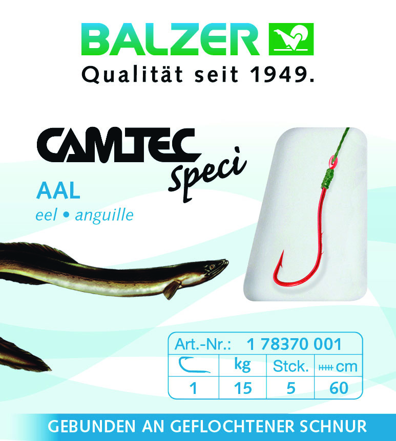 Camtec Aalhaken mit geflochtener Schnur 60cm #4