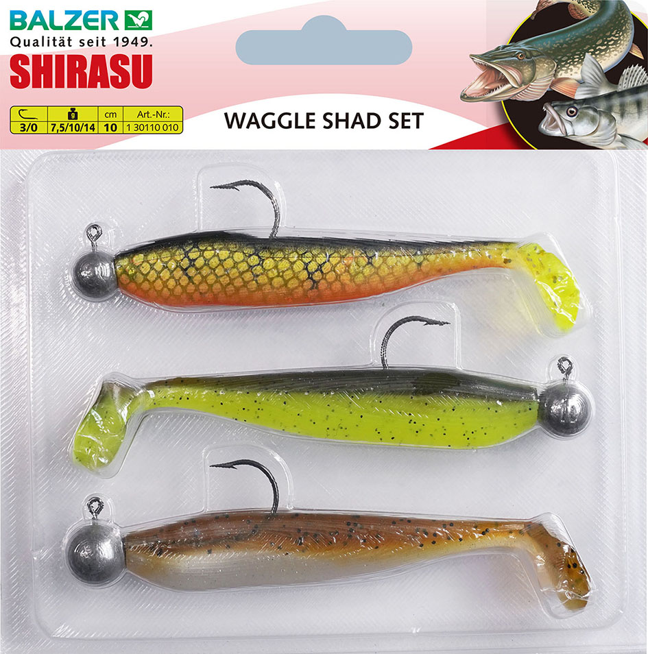 Waggle Shad Set, 10cm, 7,5g, 10g, 14g
