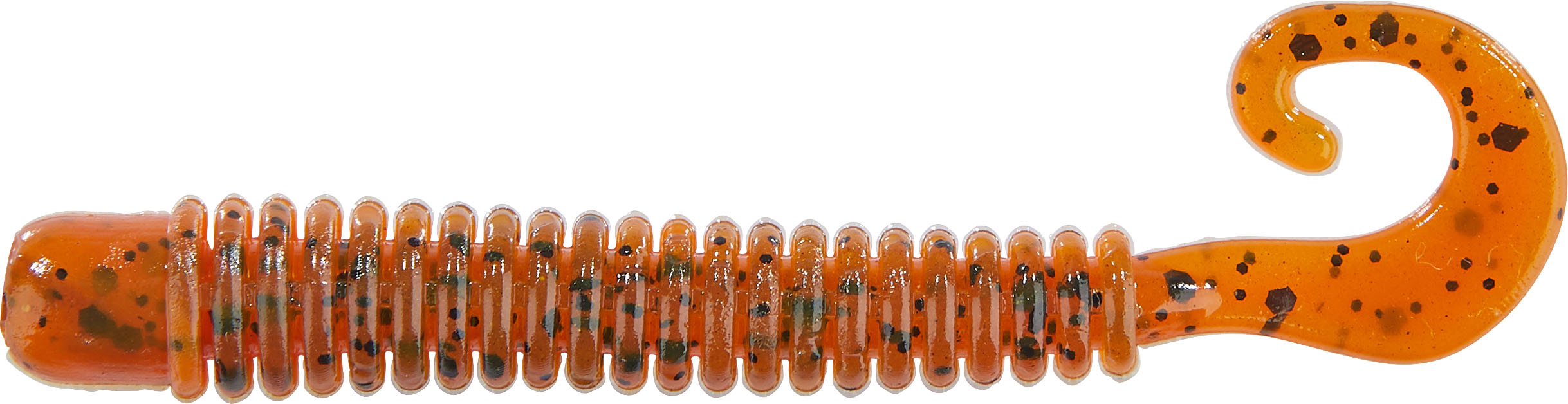 Shirasu Street Curly Paddler, 6,5cm, Green Pumpkin Amber Red