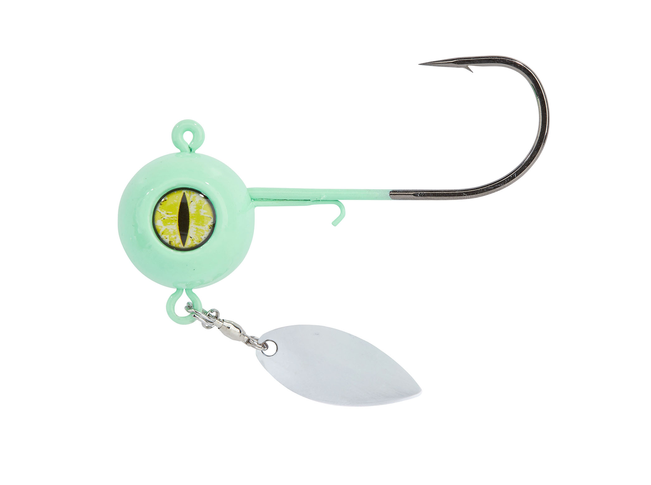 Valhall Bomb Jighead Heilbutt-Großdorsch Jighead mit Spinnerblatt, luminous, 50g
