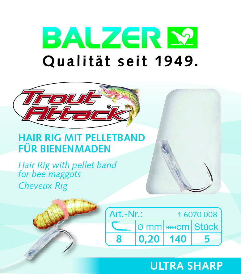 Trout Attack Bienenmaden Hair Rig 140cm 0,22mm #6