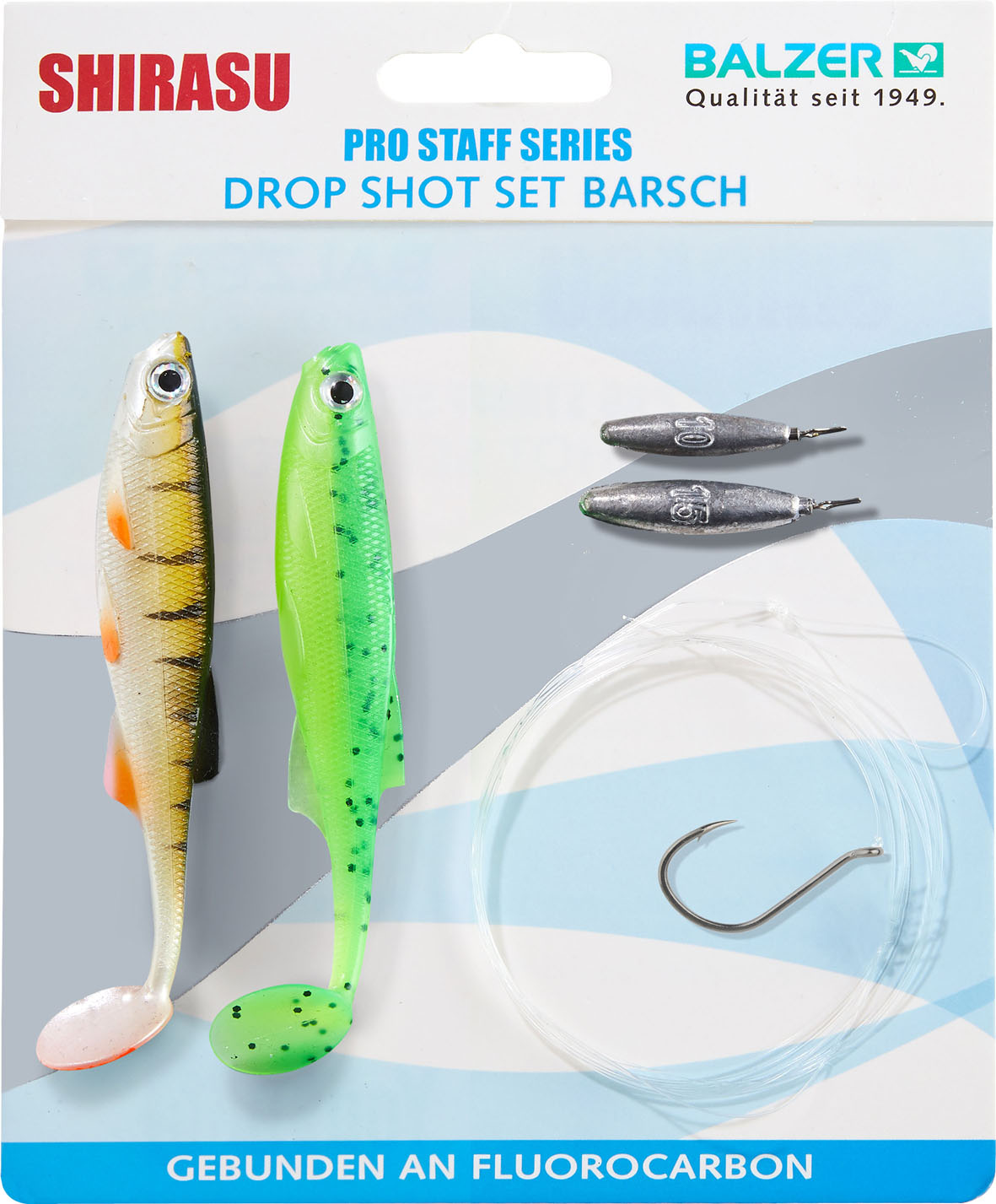 Dropshot Barsch Rig mit Mosquito Haken Größe 2 und 2 Barsch Shad 7,5cm