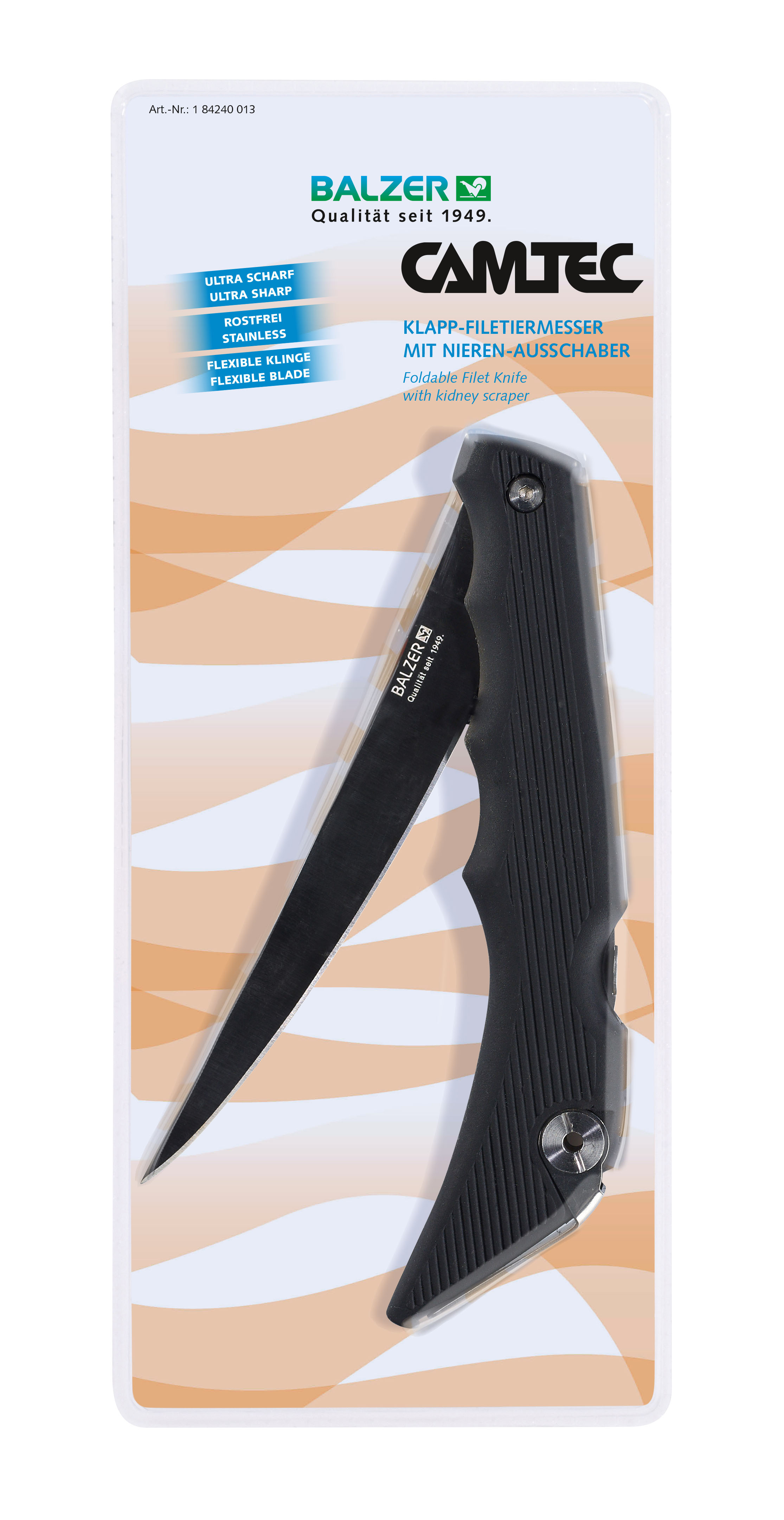 Klapp-Filetiermesser mit Ausschaber