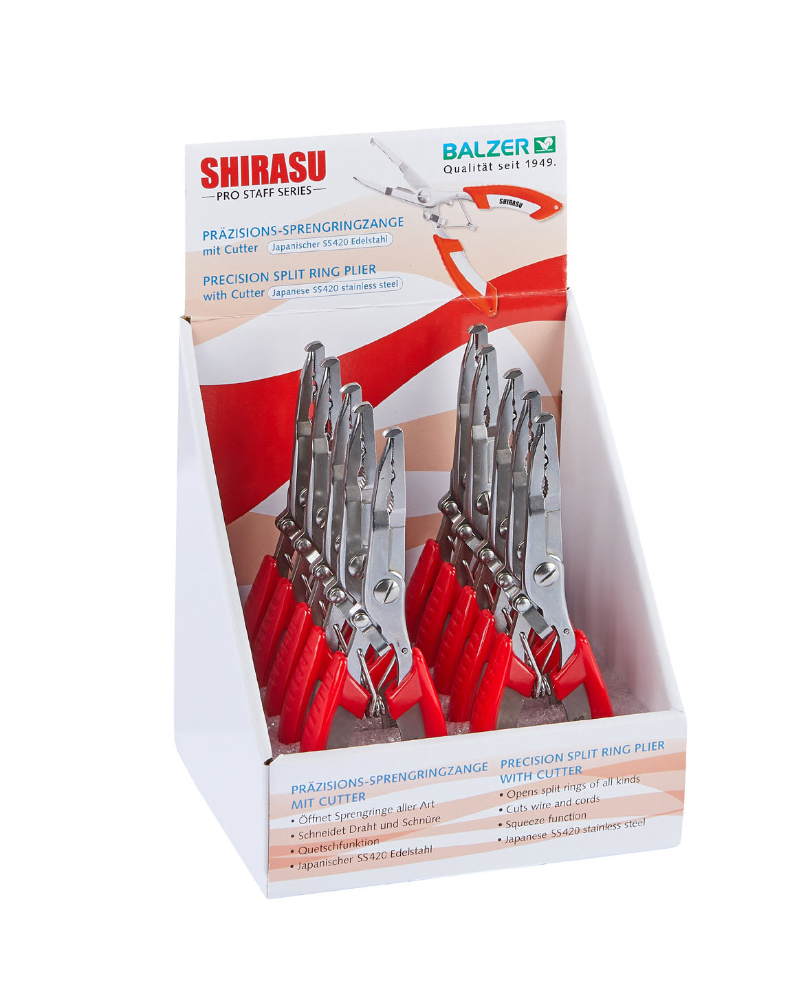 Shirasu Sprengringzangen im Display, 10 Stück