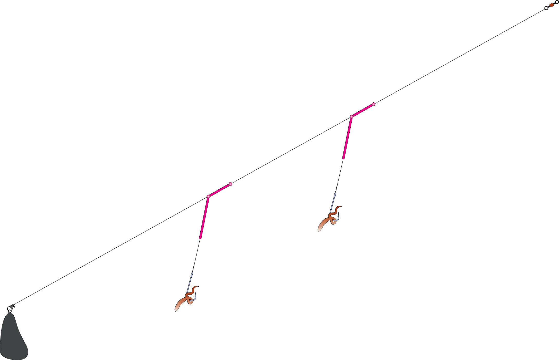 Naturködersystem Pink Tube, 1m, 0,40/0,60mm, Hakengröße 1