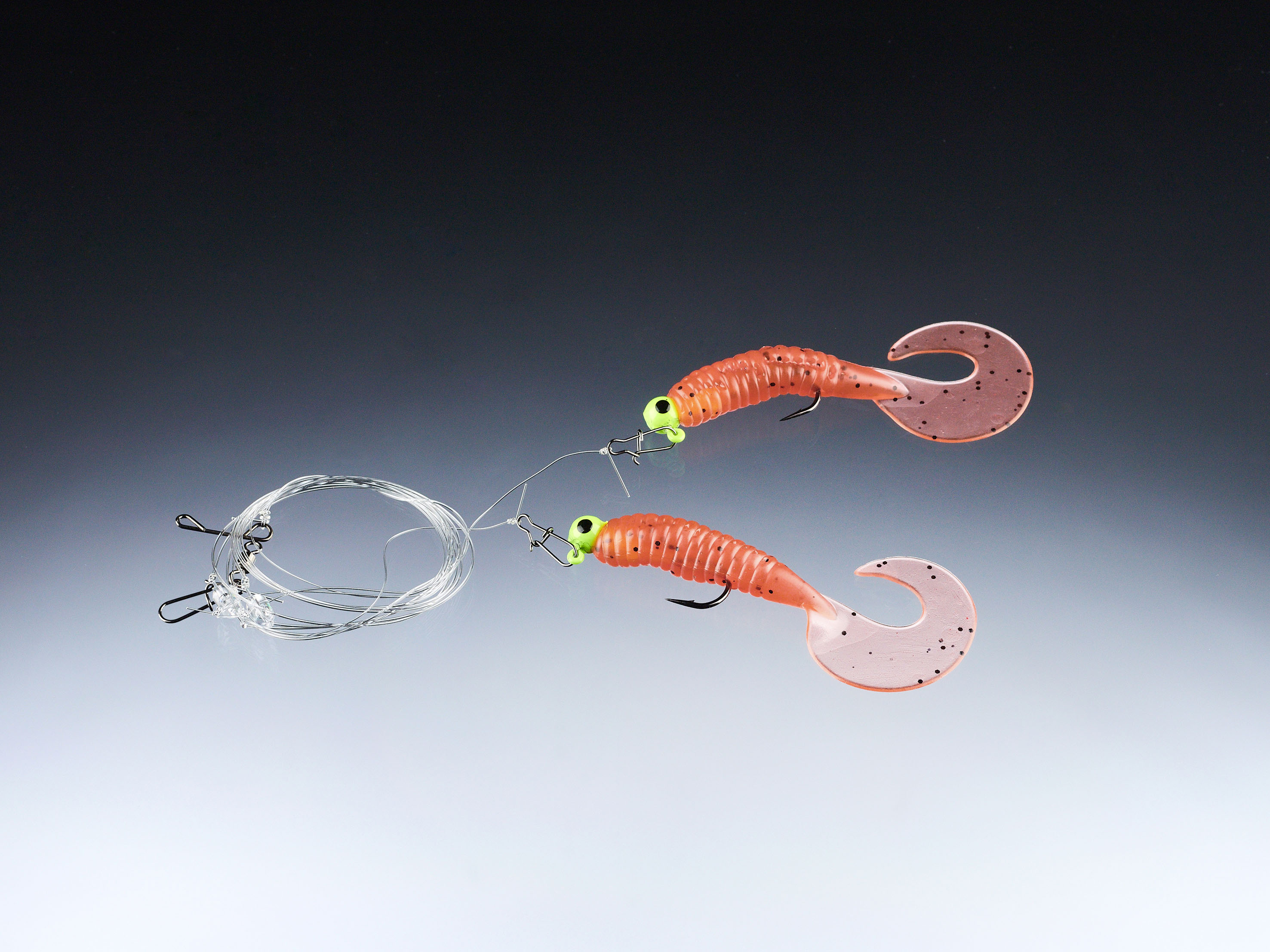 Edition Sea UV aktive Twister-Pilksysteme mit No Knot Schnurverbinder Shrimp 2/0 6g 1x