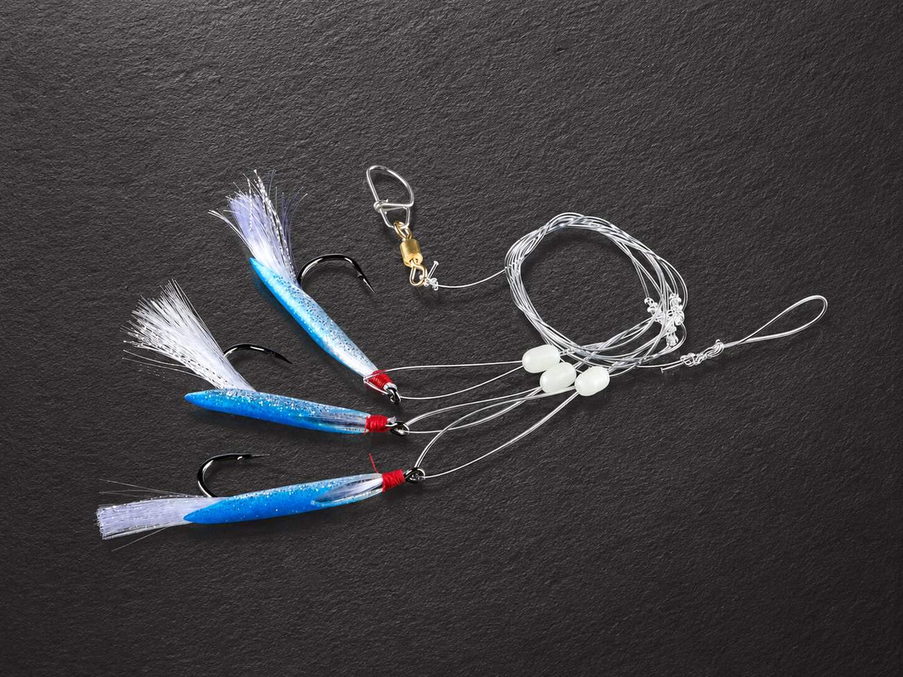 Cod-/Coalfish System, blau, mit 3 Haken 4/0