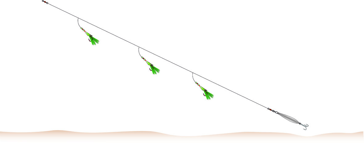 Cod-/Coalfish System, pink, mit 3 Haken