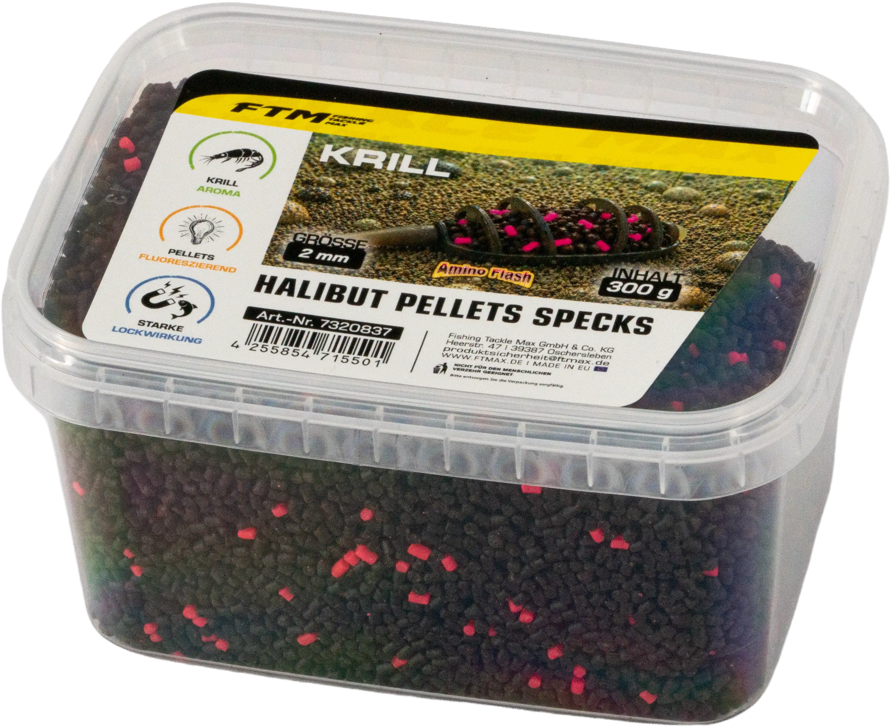 Amino Flash Halibut Pellets Specks Fluo Krill