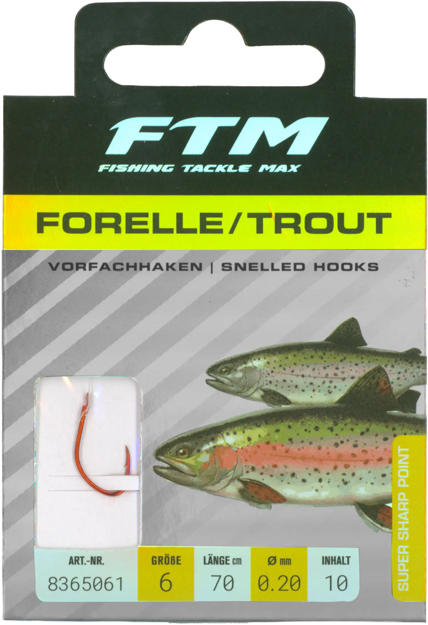 Vorfachhaken Forelle 6 Ø 0,20 mm Inh. 10 Stk.