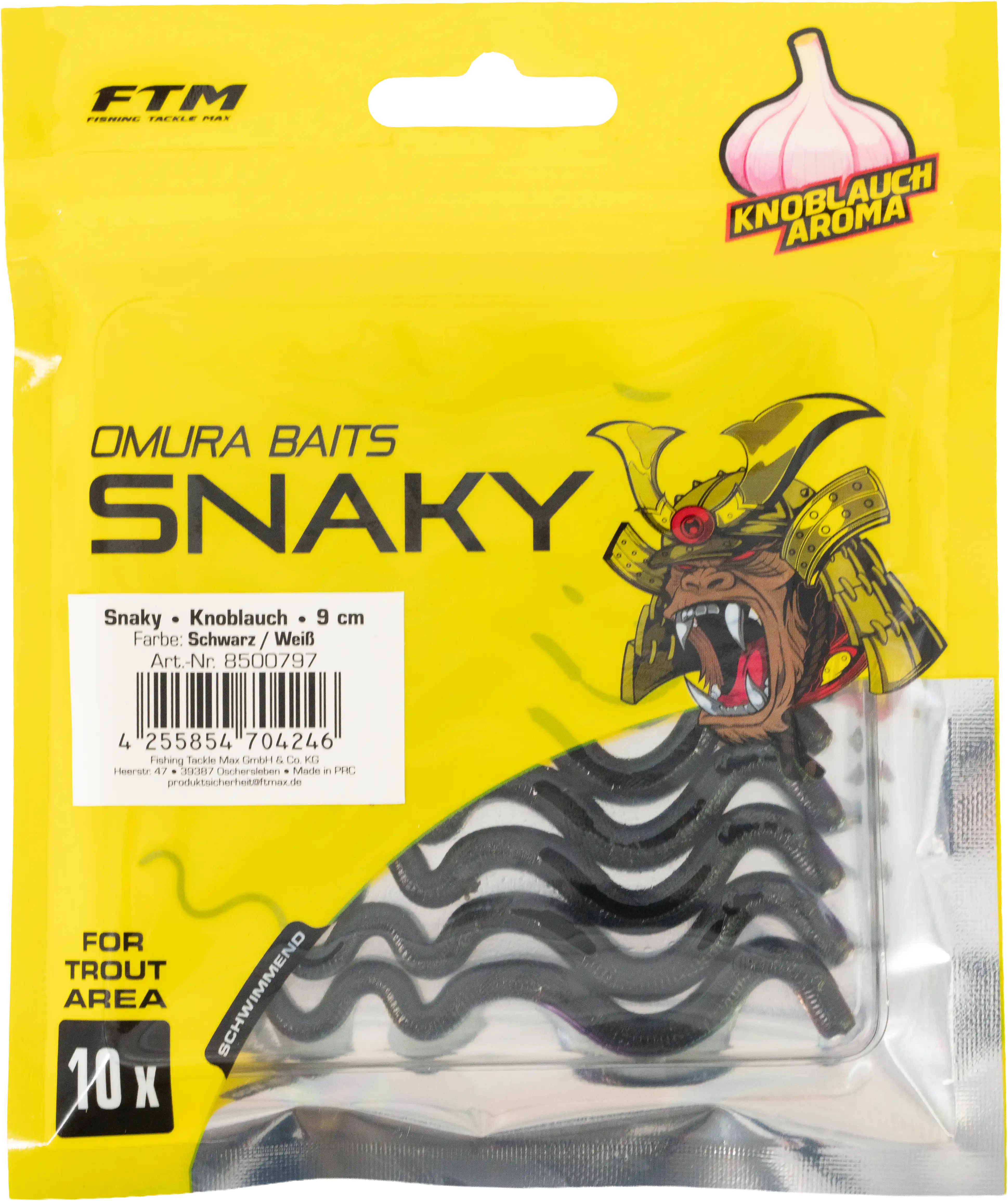 Omura Baits Snaky Knoblauch Schwarz / Weiß 9 cm