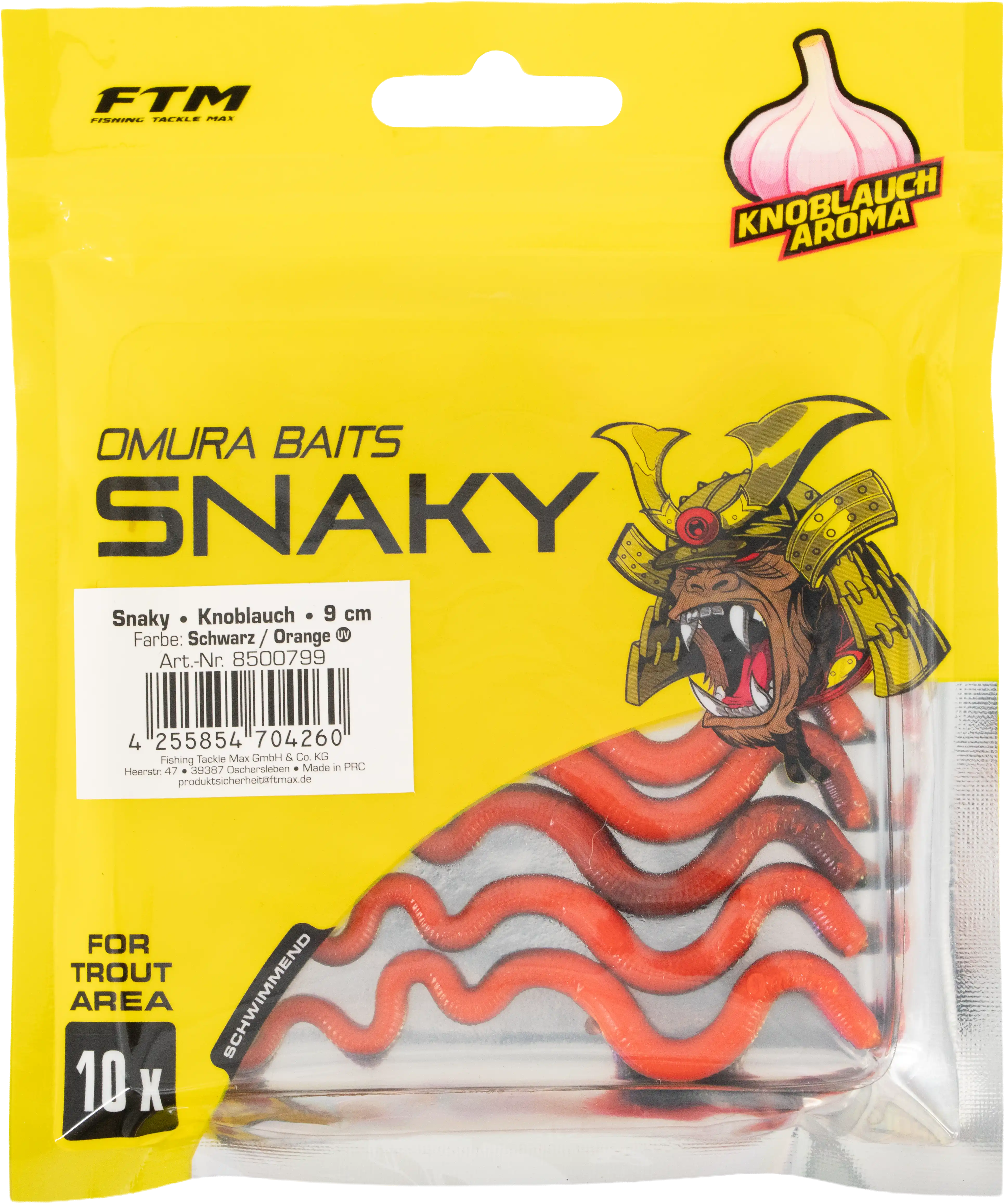 Omura Baits Snaky Knoblauch Schwarz / Orange 9 cm