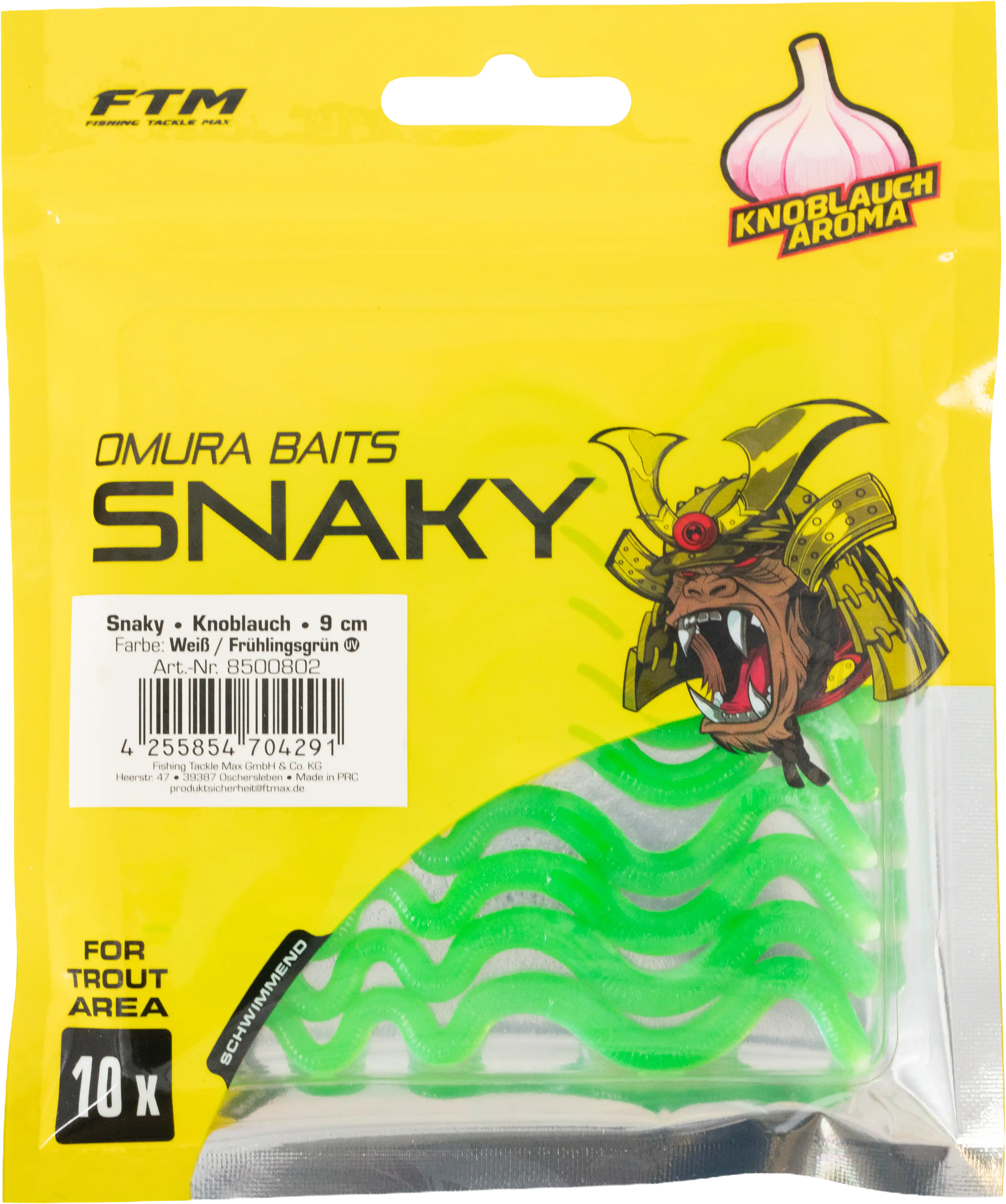 Omura Baits Snaky Knoblauch Weiß / Frühlingsgrün 9 cm