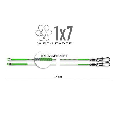 Stahlvorfach 45cm,Nylon.2 St