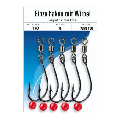 Einzelhaken m Wirbel,5St G.1/0