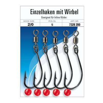 Einzelhaken m Wirbel,5St G.2/0