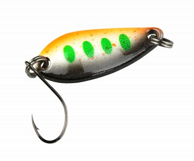 Spoon Diamond 3,8 g schwarz - orange - grüne Punkte / weiß - schwarz