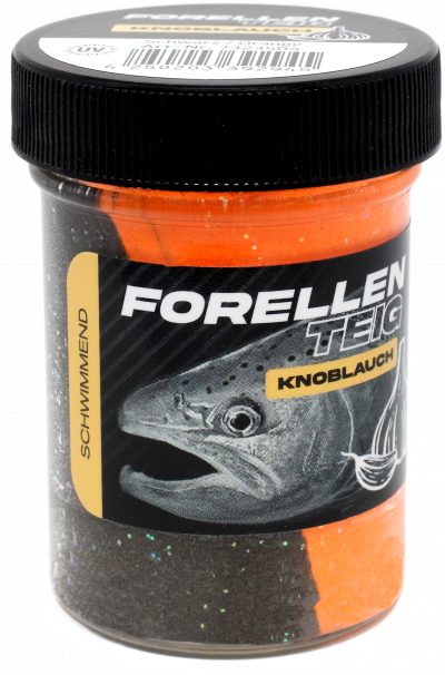 Forellenteig Knoblauch schwimmend 50 g Schwarz / Orange UV
