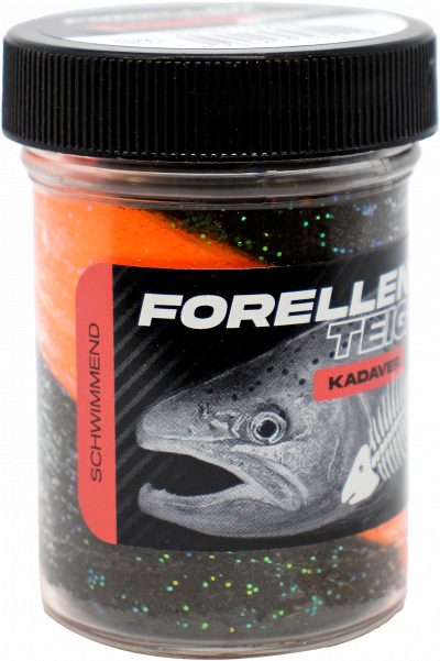 Forellenteig Kadaver schwimmend 50 g Schwarz / Orange UV