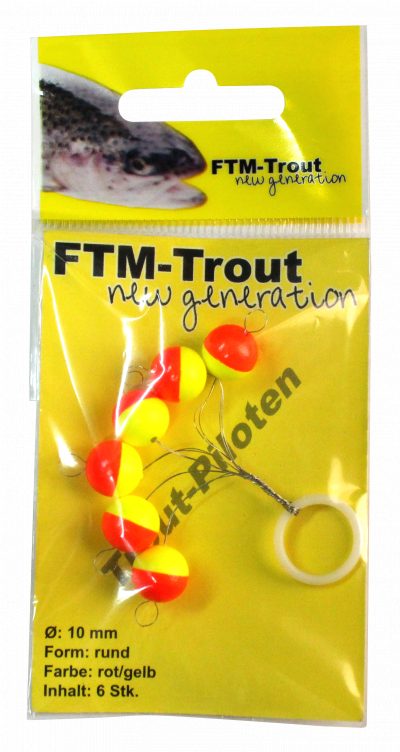 Trout Piloten rund rot / gelb Ø 10 mm Inh. 6 Stk.