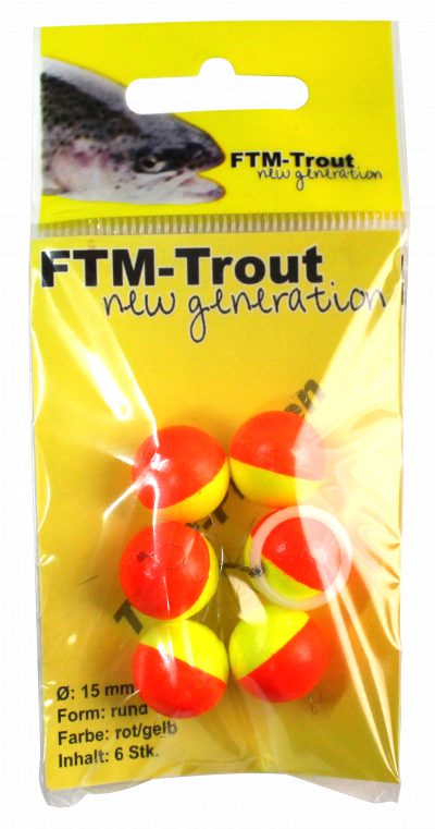 Trout Piloten rund rot / gelb Ø 15 mm Inh. 6 Stk.