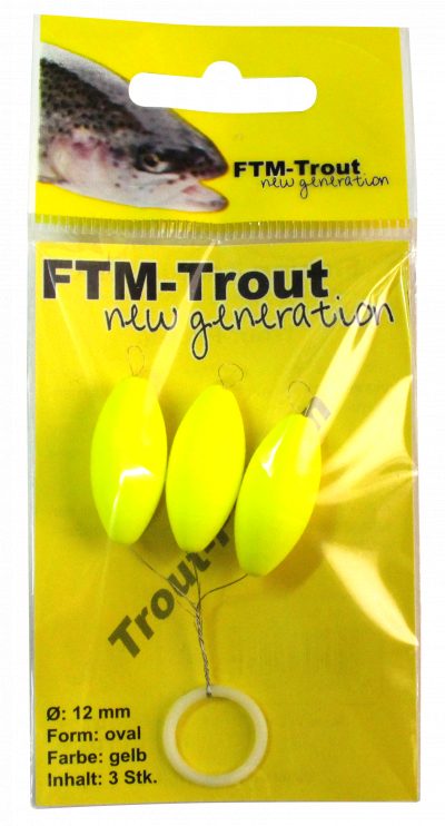 Trout Piloten oval gelb 12mm Inh.3 Stk.
