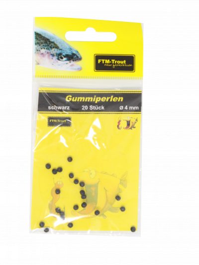 Gummiperlen schwarz 4 mm / 20 Stk.