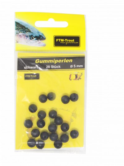 Gummiperlen schwarz 5 mm / 20 Stk.