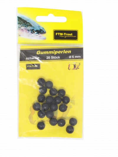 Gummiperlen schwarz 6 mm / 20 Stk.