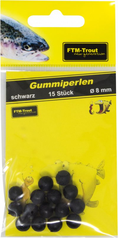 Gummiperlen schwarz 8 mm / 15 Stk.