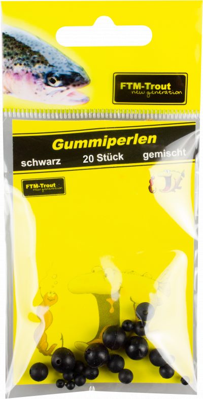 Gummiperlen schwarz gemischte Größen / 20 Stk.