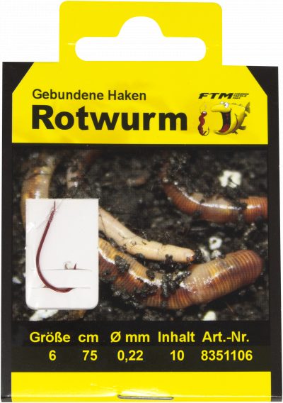Haken geb. Rotwurm 6 Ø 0,22 mm Inh. 10 Stk.
