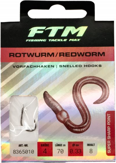 Vorfachhaken Rotwurm 4 Ø 0,33 mm Inh. 8 Stk.