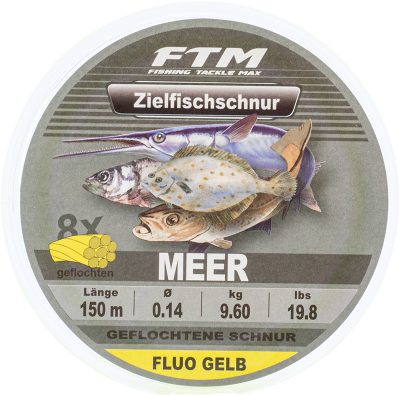 Zielfischschnur geflochten Meer fluo gelb Ø 0,14 mm 150 m