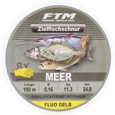 Zielfischschnur geflochten Meer fluo gelb Ø 0,16 mm 150 m
