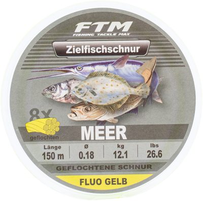 Zielfischschnur geflochten Meer fluo gelb Ø 0,18 mm 150 m