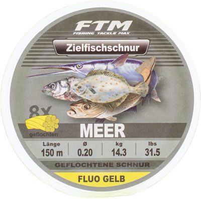 Zielfischschnur geflochten Meer fluo gelb Ø 0,20 mm 150 m