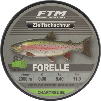 Zielfischschnur geflochten Forelle chartreuse Ø 0,08 mm 2000 m