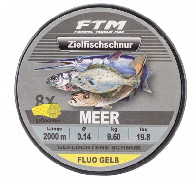 Zielfischschnur geflochten Meer fluo gelb Ø 0,14 mm 2000 m