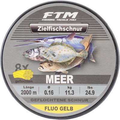 Zielfischschnur geflochten Meer fluo gelb Ø 0,16 mm 2000 m