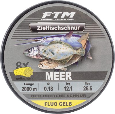 Zielfischschnur geflochten Meer fluo gelb Ø 0,18 mm 2000 m