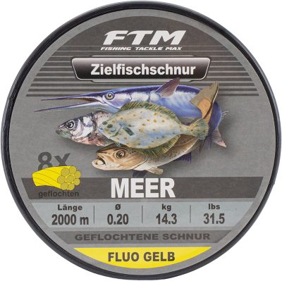 Zielfischschnur geflochten Meer fluo gelb Ø 0,20 mm 2000 m