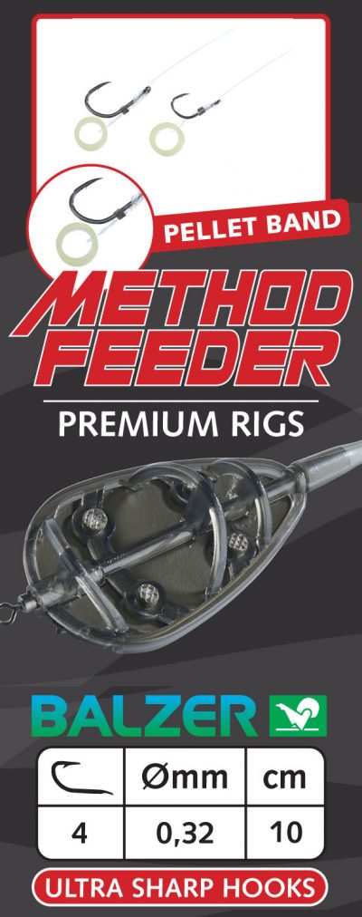 Premium Method Feeder Haken mit Pelletband, Gr. 10/0,26mm, 10cm