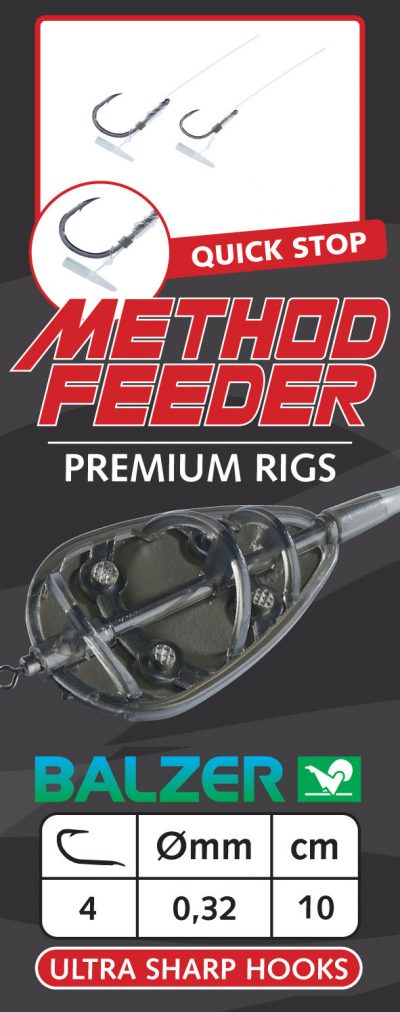 Premium Method Feeder Haken mit Quick Stop, Gr. 4/0,32mm, 10cm