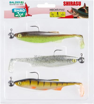 Shad 2go Set Hecht, 12,5cm, 10g, Green Pumpkin, Highlight, Hot Perch