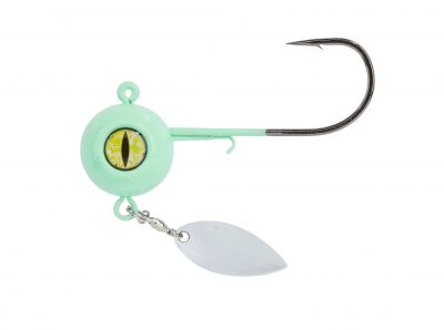 Valhall Bomb Jighead Heilbutt-Großdorsch Jighead mit Spinnerblatt, luminous, 50g