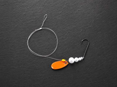 Plattfischblinker-Vorfach orange-silber