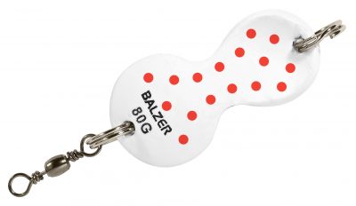 Plattfisch Blinker weiß mit roten Punkten 100g