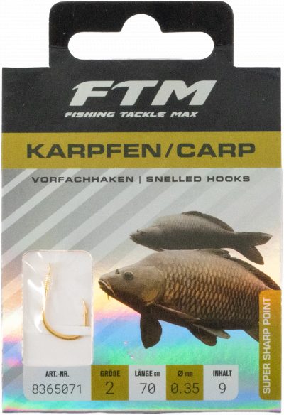 Vorfachhaken Karpfen 2 Ø 0,35 mm Inh. 9 Stk.